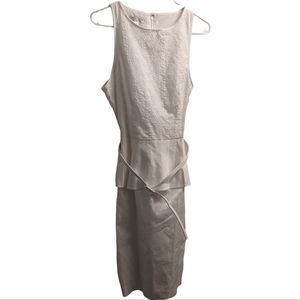 London Style Collection White Retro Floral Stitch Midi Dress 12